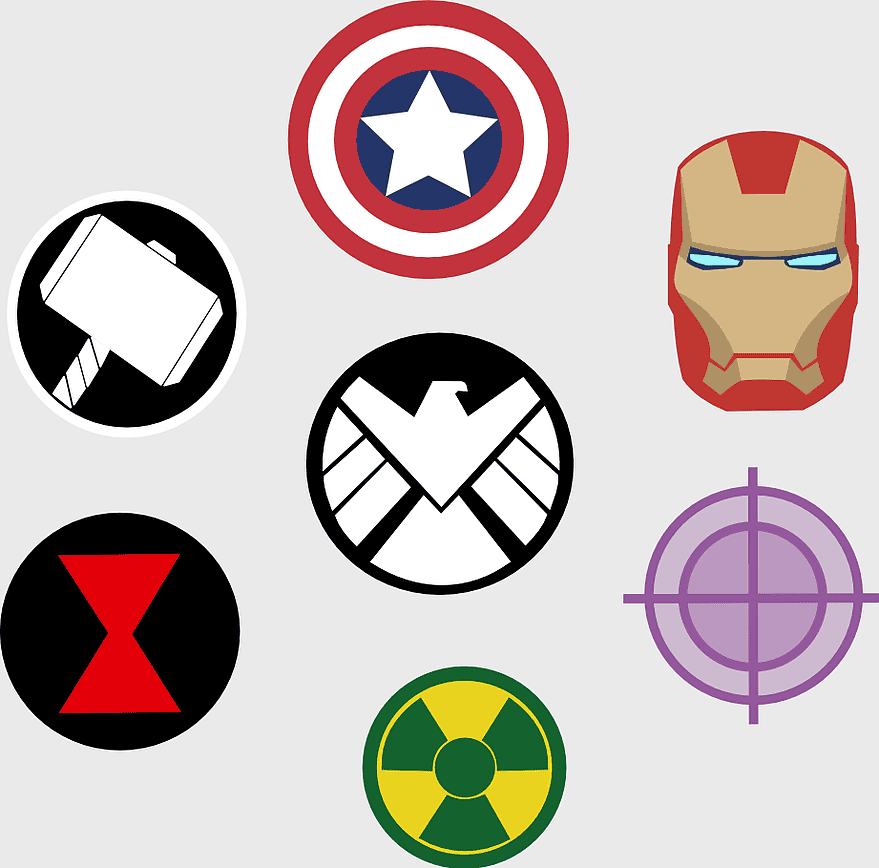 Marvel character logos, Avengers symbols, Thor hammer icon, Black Widow emblem, superhero emblems, comic book insignias, cinematic universe icons Marvel character logos, Avengers symbols, Thor hammer icon, Black Widow emblem, superhero emblems, comic book insignias, cinematic universe icons