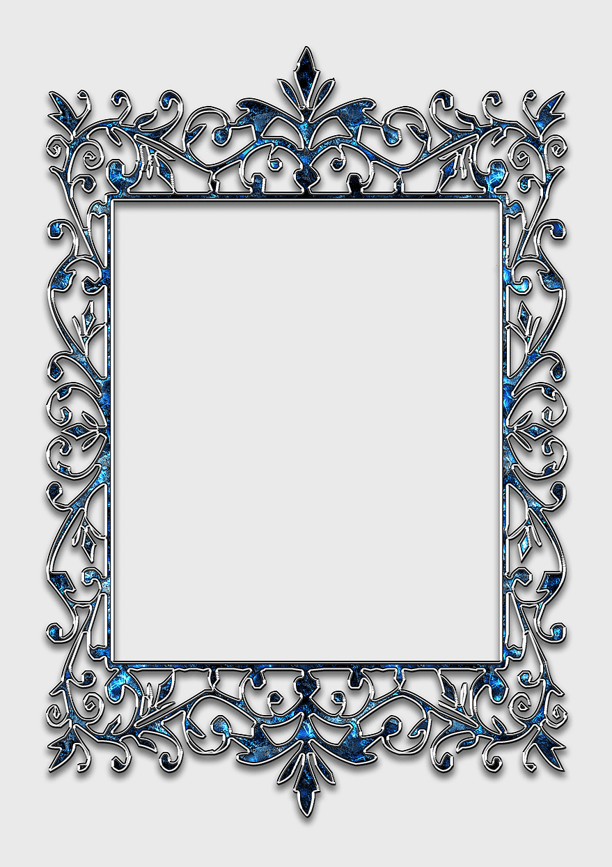 Silver frame, blue sapphire design, template, ornate frame, decorative border, elegant jewelry-inspired frame, vintage frame design, png Silver frame, blue sapphire design, template, ornate frame, decorative border, elegant jewelry-inspired frame, vintage frame design, png