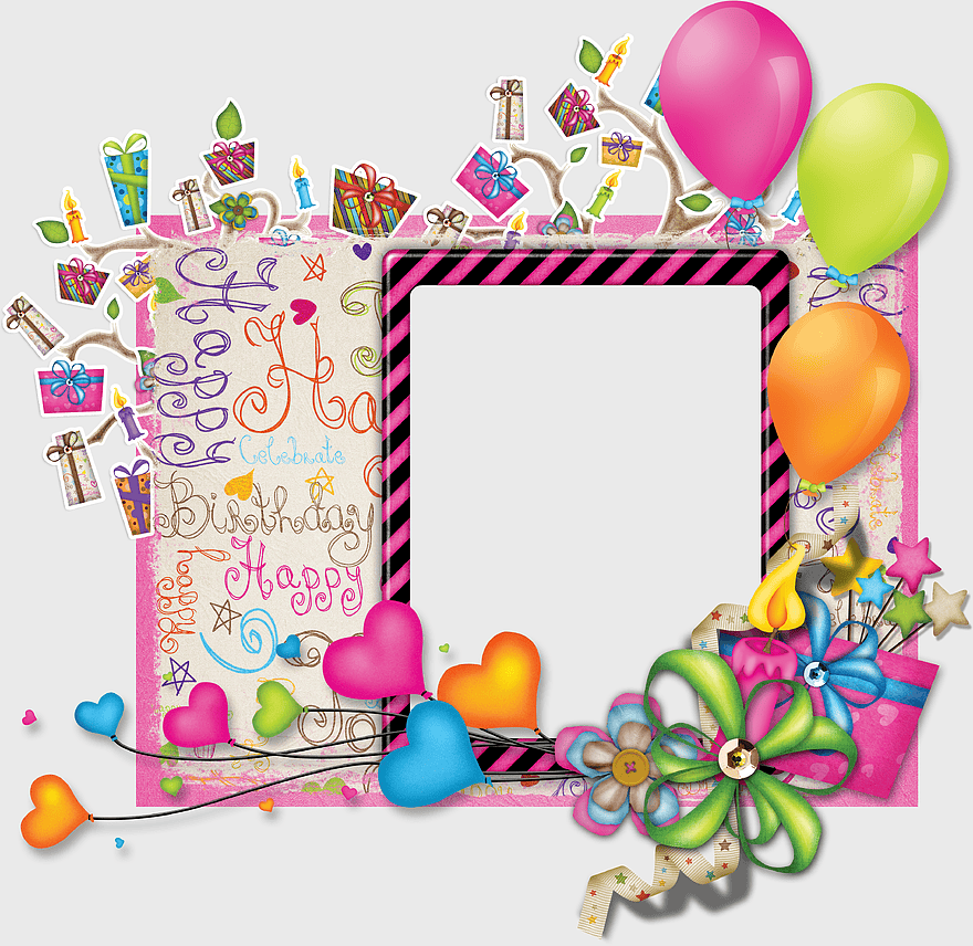 Happy Birthday border, Birthday cake frame, balloon border frame, floral birthday frame, festive party decorations, colorful gift tags, celebratory border Happy Birthday border, Birthday cake frame, balloon border frame, floral birthday frame, festive party decorations, colorful gift tags, celebratory border