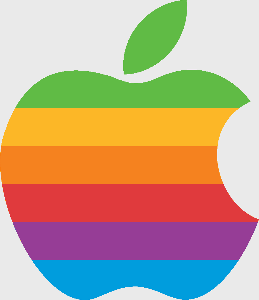Apple logo, rainbow Apple logo, Apple company symbol, Apple brand icon, tech company emblem, iconic fruit logo, multicolored corporate design