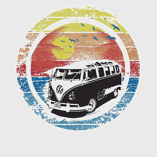 black Volkswagen van, beach illustration, painted cars, Volkswagen Type 2, vintage camper van, retro travel design, seaside adventure art black Volkswagen van, beach illustration, painted cars, Volkswagen Type 2, vintage camper van, retro travel design, seaside adventure art