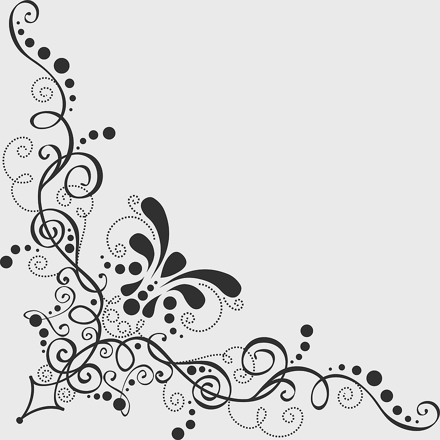 gray flower border illustration, Baroque Ornament Lace, black and white floral design, decorative arts pattern corner, vintage swirls, intricate line art, elegant corner embellishment gray flower border illustration, Baroque Ornament Lace, black and white floral design, decorative arts pattern corner, vintage swirls, intricate line art, elegant corner embellishment