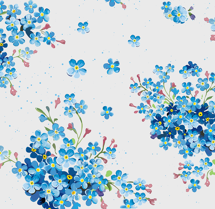 blue petaled flowers, hand-painted floral background, watercolor painting, floral design, delicate blue blooms, artistic floral illustration, vintage floral pattern