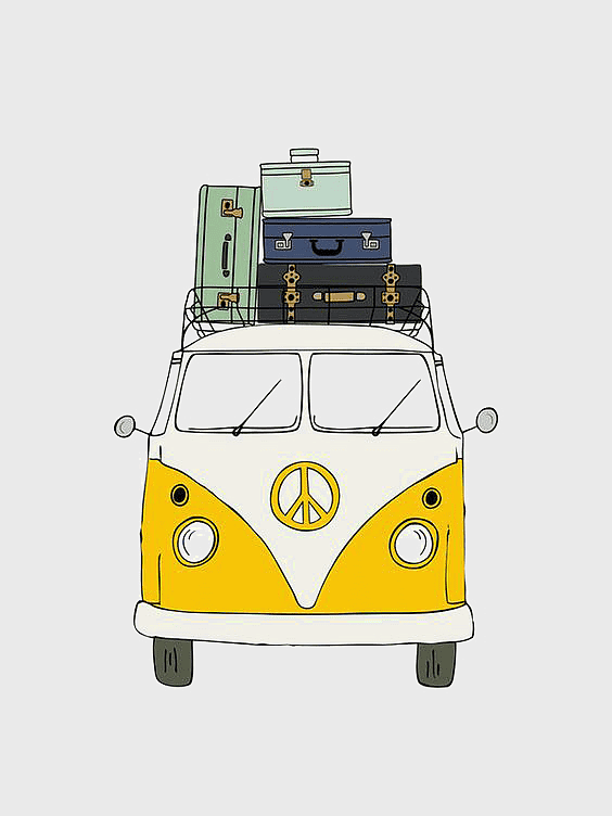 yellow Volkswagen Kombi illustration, watercolor Painting, hand Painted, travel, vintage van art, luggage carrier, peace symbol design yellow Volkswagen Kombi illustration, watercolor Painting, hand Painted, travel, vintage van art, luggage carrier, peace symbol design