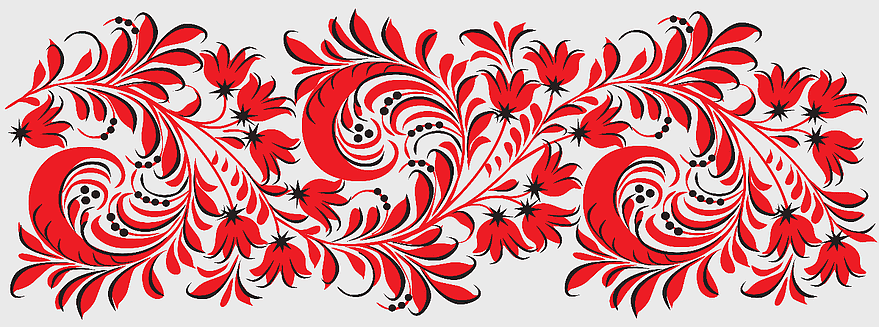 Russia Khokhloma floral painting, Russian folk art design, red ornament stencil art, Zhostovo decorative floral, traditional Russian motifs, cultural heritage artwork, handcrafted artistic patterns