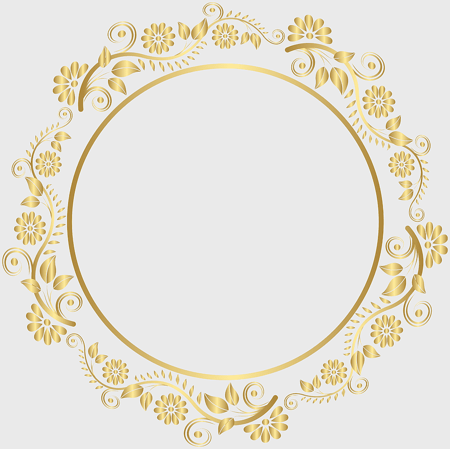 Round Gold Border Frame, gold floral ornate circle, decorative elements frame, white background design, vintage floral wreath, elegant circular border, ornamental gold frame Round Gold Border Frame, gold floral ornate circle, decorative elements frame, white background design, vintage floral wreath, elegant circular border, ornamental gold frame