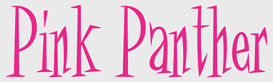 Pink Panther logo, Inspector Clouseau character, pink panther show branding, magenta text design, cartoon character typography, vintage film title art, playful line art style Pink Panther logo, Inspector Clouseau character, pink panther show branding, magenta text design, cartoon character typography, vintage film title art, playful line art style