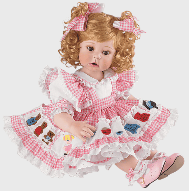Princess Baby Girl Doll, JC Toys Newborn Real Doll, pink gingham dress dolls, art doll collectibles, realistic toddler doll, vintage child play toys, cute cottagecore furnishing