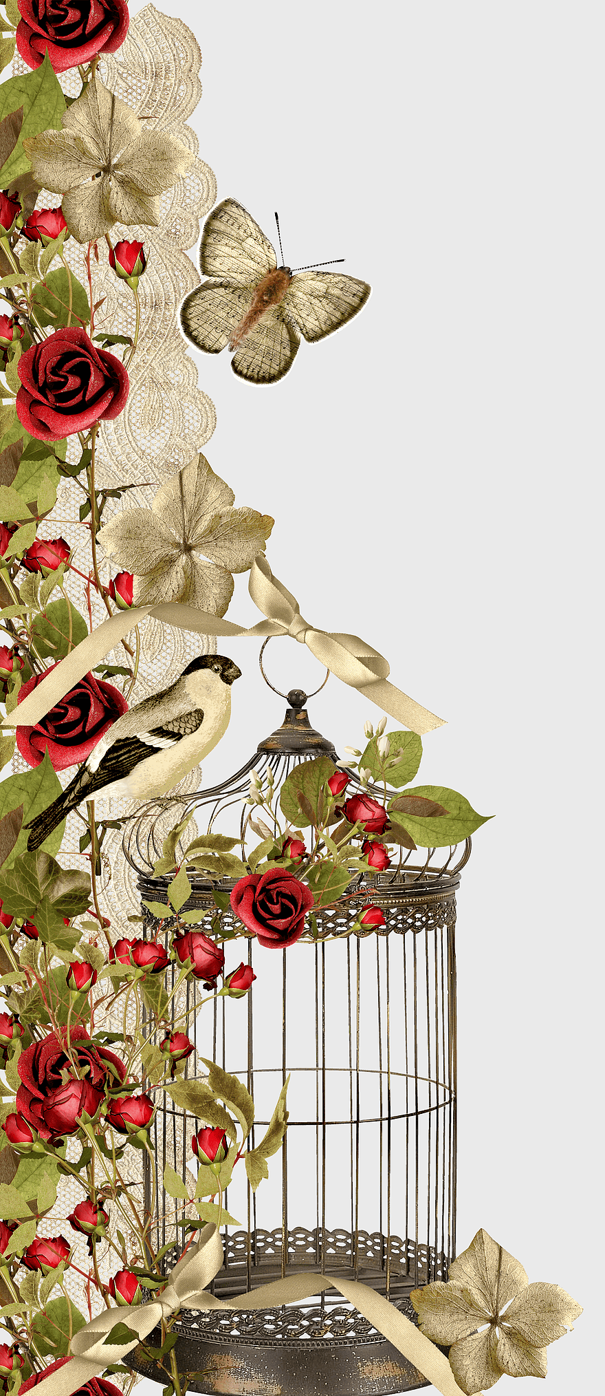 gray pet cage with roses, digital floral synthesis, red rose arrangement, decorative birdcage, vintage floral art, nature-inspired decor, elegant botanical illustration gray pet cage with roses, digital floral synthesis, red rose arrangement, decorative birdcage, vintage floral art, nature-inspired decor, elegant botanical illustration