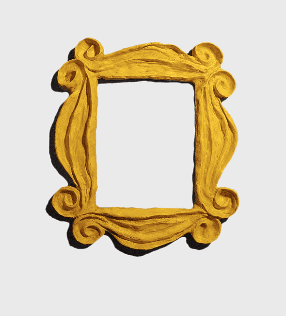 Friends TV show frame, Monica Geller door frame, Rachel Green peephole frame, brass frame illustration, decorative wall art, ornate frame, vintage home decor