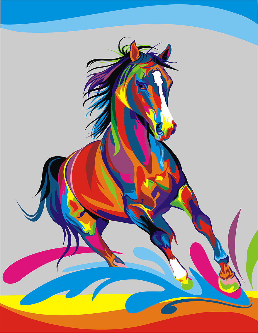 American Paint Horse watercolor, multicolored horse painting, abstract horse art, oil paint horse illustration, vibrant horse artwork, colorful equine design, rainbow horse canvas print American Paint Horse watercolor, multicolored horse painting, abstract horse art, oil paint horse illustration, vibrant horse artwork, colorful equine design, rainbow horse canvas print