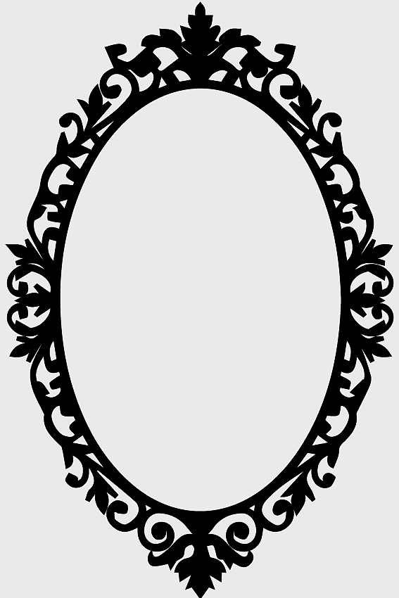 frame mirror DXF, monochrome oval frame, black floral frame, AutoCAD mirror design, vintage frame silhouette, ornate mirror outline, decorative frame