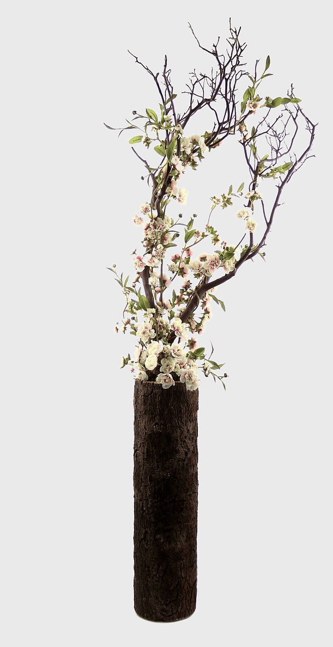 white petaled flower arrangement, artificial apricot decorative branch, floral design for interior decor, dried flower bouquet for home, rustic vase floral display, minimalist plant stem art, elegant twig arrangement decor