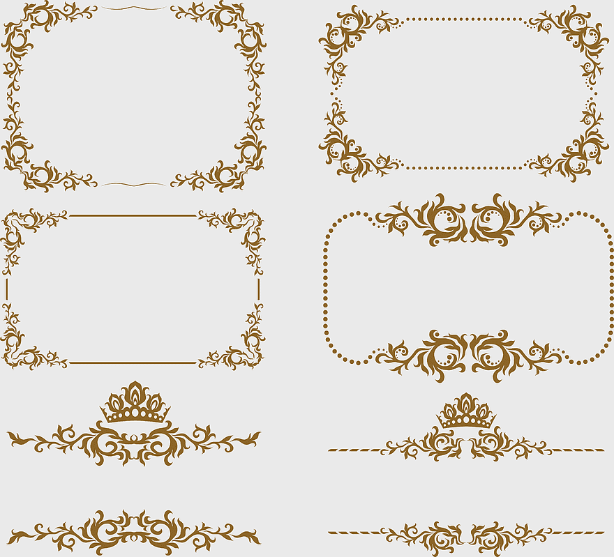European floral frame, golden rectangle border, trendy certificate frame, brown ornament frame, vintage decorative borders, elegant design elements, classic ornamental patterns European floral frame, golden rectangle border, trendy certificate frame, brown ornament frame, vintage decorative borders, elegant design elements, classic ornamental patterns