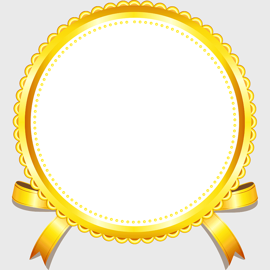 golden border frame, gold ribbon award, elegant certificate design, ornate seal stamp, decorative badge emblem, vintage trophy insignia, shiny laurel wreath circle