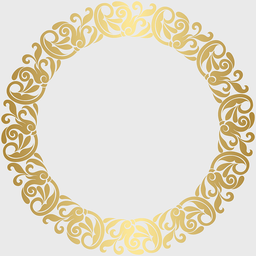 Gold round border frame, decorative gold frame illustration, art deco circle frame, symmetrical gold border, ornate circular design, vintage frame pattern, elegant gold embellishment Gold round border frame, decorative gold frame illustration, art deco circle frame, symmetrical gold border, ornate circular design, vintage frame pattern, elegant gold embellishment