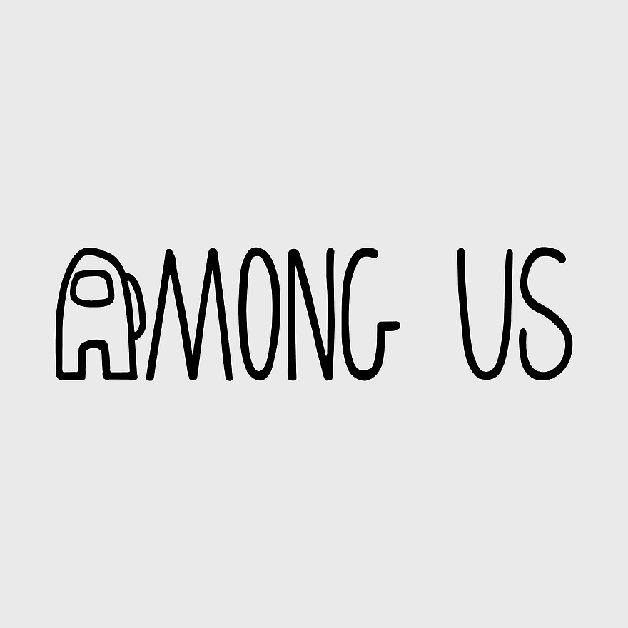 Among Us logo, game icon, colorful brand design, minimalist art, digital illustration, playful typography, green background graphics, png