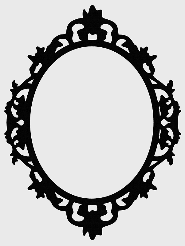 Frames Mirror Silhouette, monochrome oval frame, black and white mirror border, leaf design template, ornate frame silhouette, decorative mirror outline, vintage furniture
