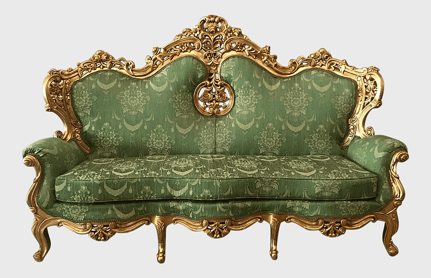 rococo loveseat, louis quinze furniture, antique couch, baroque interior design, ornate sofa, vintage seating, elegant living room decor