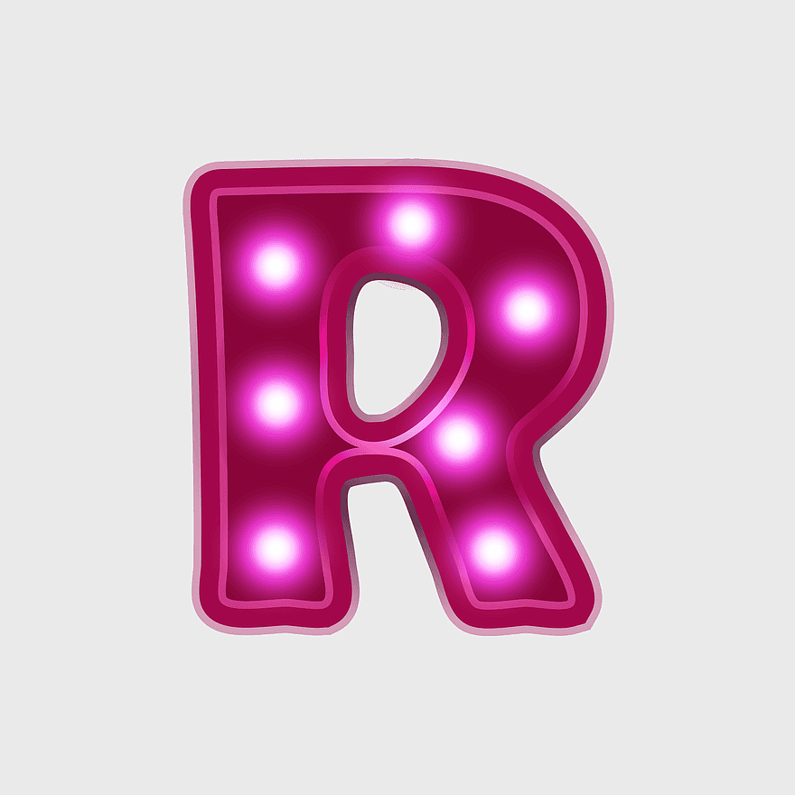 pink neon letter R, marquee light alphabet, neon lighting typeface, red neon letter R, glowing letter R, illuminated alphabet design, decorative neon signage
