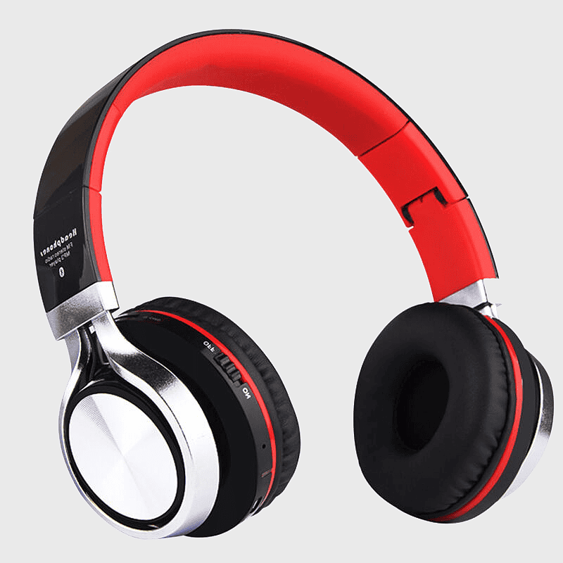 red wireless headphones, red gaming headset, bass headphones, computer headphones, audio device, portable audio, tech accessory