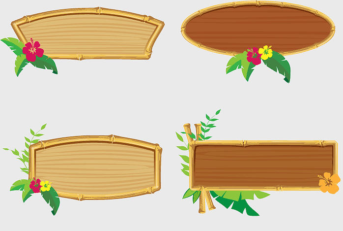 wooden title templates, Party Boat Birthday Paper, bamboo border frames, tropical party tags, decorative wooden signs, festive event labels, hibiscus flower accents wooden title templates, Party Boat Birthday Paper, bamboo border frames, tropical party tags, decorative wooden signs, festive event labels, hibiscus flower accents