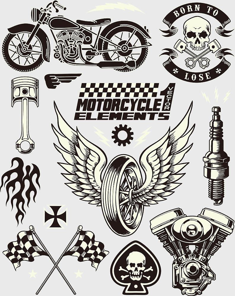 motorcycle emblem design, skull wings tires illustration, monochrome motorcycle accessories, biker angel wings logo, vintage motorcycle elements, custom bike decals, retro motorcycle graphics motorcycle emblem design, skull wings tires illustration, monochrome motorcycle accessories, biker angel wings logo, vintage motorcycle elements, custom bike decals, retro motorcycle graphics