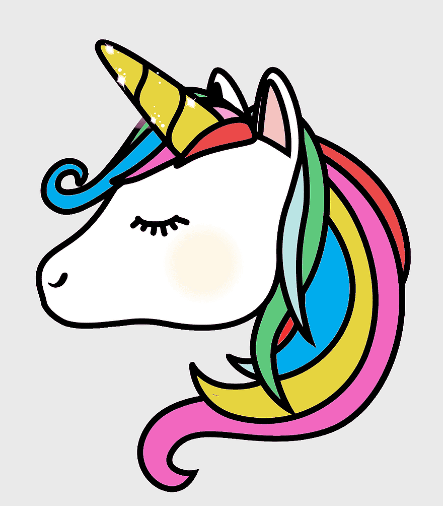 white unicorn emoji, unicorn fantasy art, narwhal line art, rainbow unicorn decal, magical unicorn head, whimsical unicorn illustration, colorful unicorn design