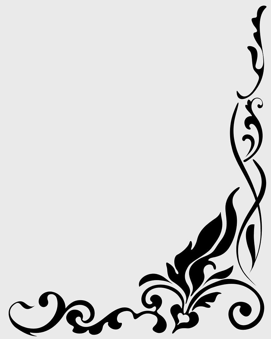 corner border design, black and white floral art, monochrome line art, decorative corner element, elegant frame corner, vintage corner ornament, intricate swirl pattern corner border design, black and white floral art, monochrome line art, decorative corner element, elegant frame corner, vintage corner ornament, intricate swirl pattern