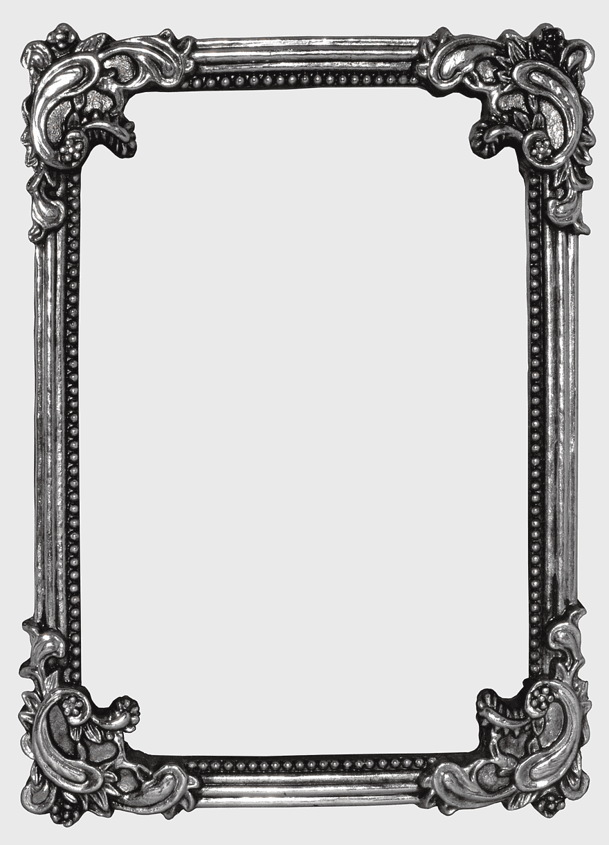 vintage ornate frame, decorative metal frames, silver antique design, patterned rectangle frame, baroque styled borders, classic frames, antique mirror edges