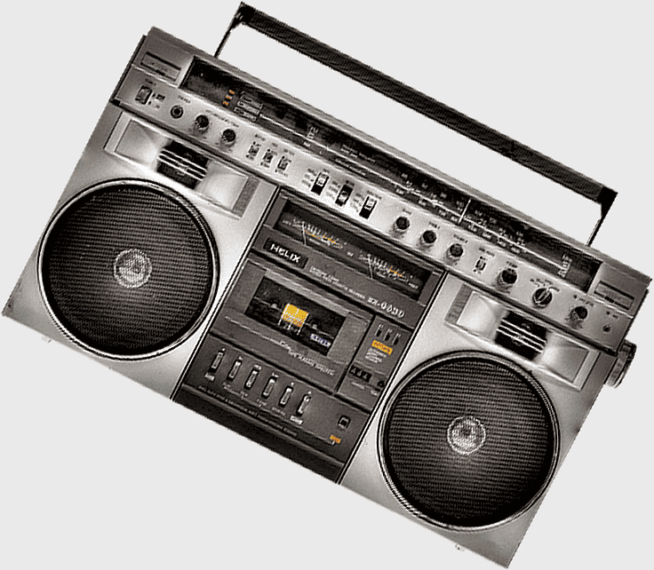 gray boombox radio, vintage portable media player, retro tape recorder, stereophonic sound system, classic audio device, old-school music player, portable cassette player gray boombox radio, vintage portable media player, retro tape recorder, stereophonic sound system, classic audio device, old-school music player, portable cassette player
