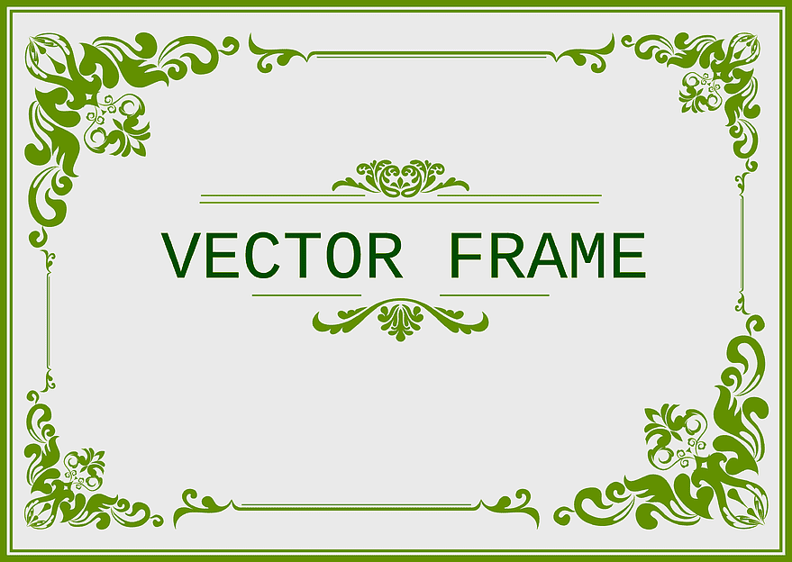 green frame, floral border design, classic green frame, vintage frame template, decorative frame illustration, ornate border graphic, elegant frame layout