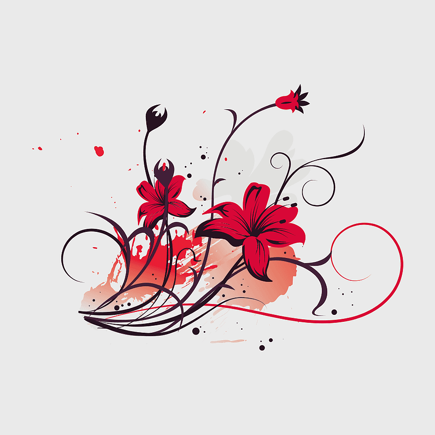 red lily flowers art, floral design illustration, watercolor red flowers, decorative flower patterns, botanical art prints, elegant floral arrangements, artistic floral compositions