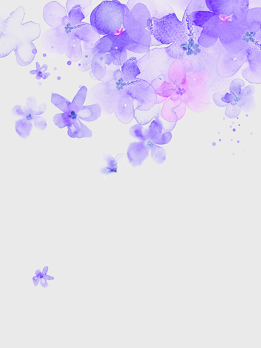 purple watercolor flower, floating floral design, abstract nature illustration, pink and purple blossoms, delicate floral art, botanical watercolor pattern, summer flower decoration