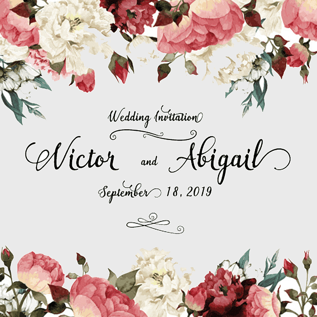 watercolor wedding invitation, white and pink floral design, Victor and Abigail wedding card, floral watercolor painting, romantic floral invitation, elegant wedding stationery, vintage floral art watercolor wedding invitation, white and pink floral design, Victor and Abigail wedding card, floral watercolor painting, romantic floral invitation, elegant wedding stationery, vintage floral art