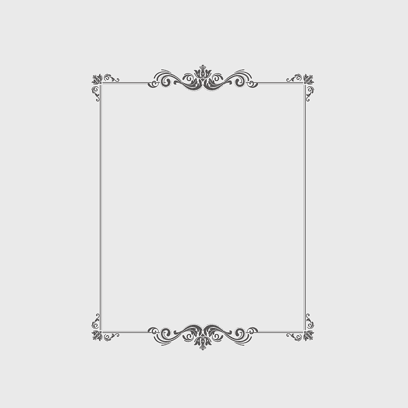 black floral border frame, retro menu border design, vintage certificate border, monochrome rectangle frame, elegant lace illustration, decorative border art, classic frame design