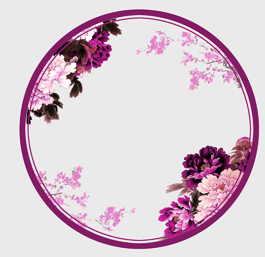 Purple Chinese Wind Flower Circle, Watercolor Floral Wreath, Pink Petal Border Texture, Chinese Style Floral Design, Oriental Blossom Circle, Decorative Flower Frame, East Asian Artistic Pattern Purple Chinese Wind Flower Circle, Watercolor Floral Wreath, Pink Petal Border Texture, Chinese Style Floral Design, Oriental Blossom Circle, Decorative Flower Frame, East Asian Artistic Pattern
