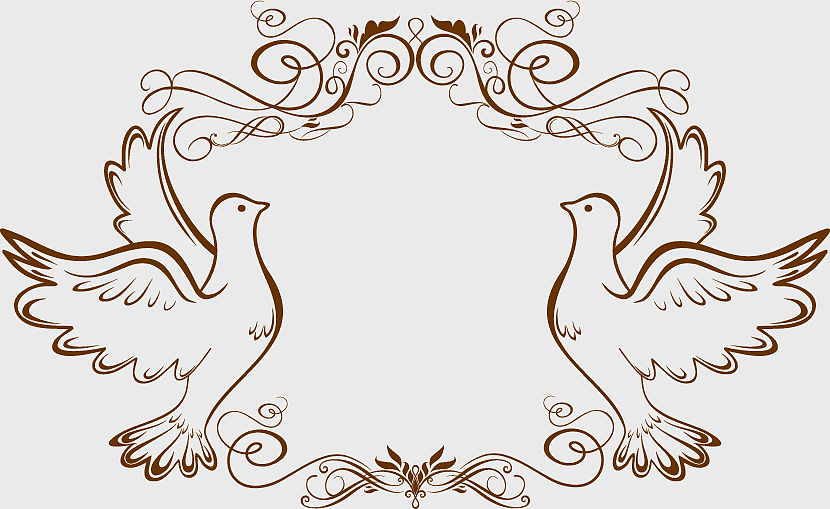 Wedding invitation frame, vintage border frame, pigeon ornament, certificate decoration, romantic design, ornamental border art, elegant frame illustration