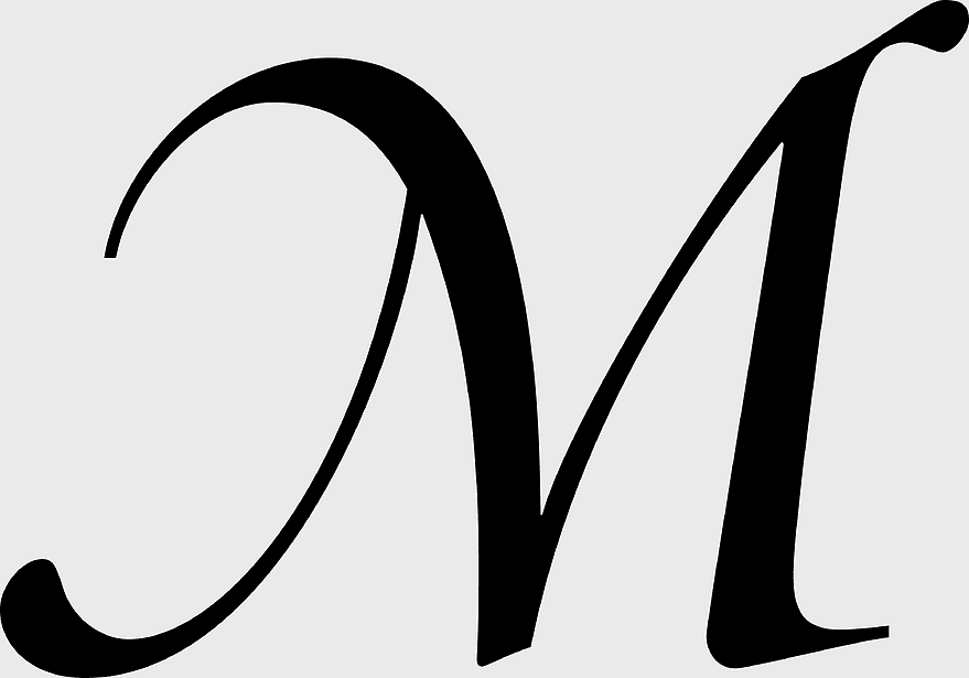 M letter cursive, monochrome script typeface, black and white lettering, calligraphy initial M, elegant cursive font, artistic monogram design, vintage typography style