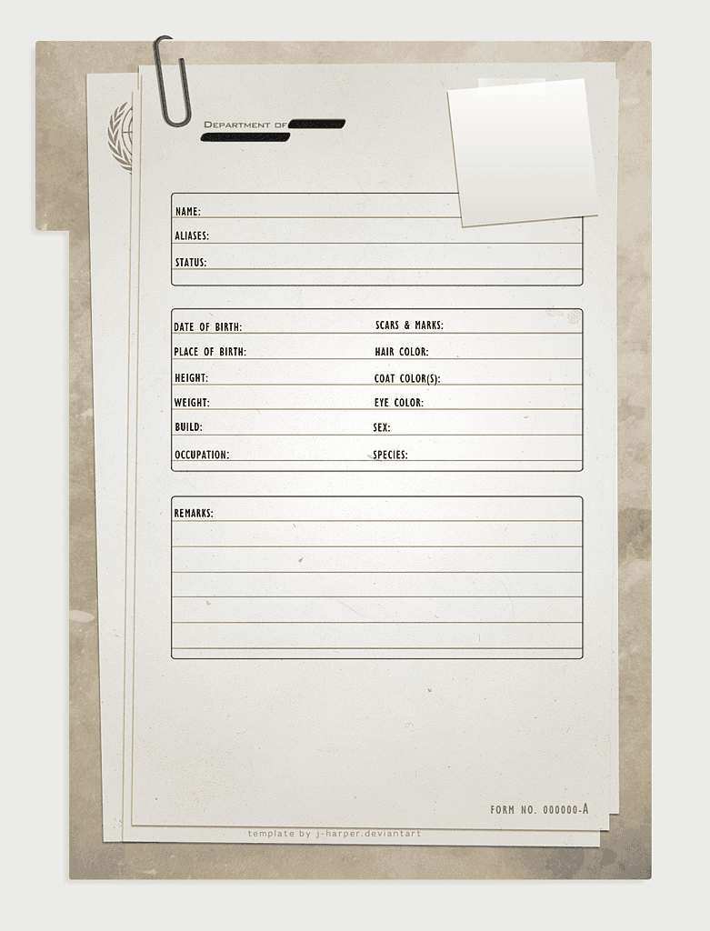 document cigar dossier template, microsoft Word information form, army dossier template, text resume material, official document layout, vintage paper product design, detailed personal information sheet