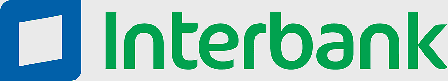 Interbank logo, financial institution branding, green and blue color scheme, corporate identity, banking sector visuals, digital finance icons, png