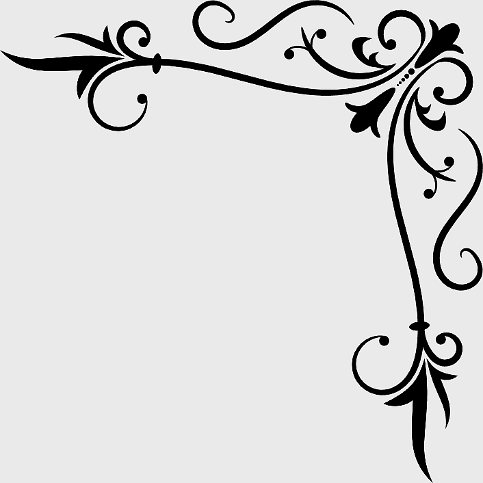 corner flourish, black and white line art, monochrome floral design, 3D modeling flourish, decorative swirls, elegant corner accents, vintage frame elements
