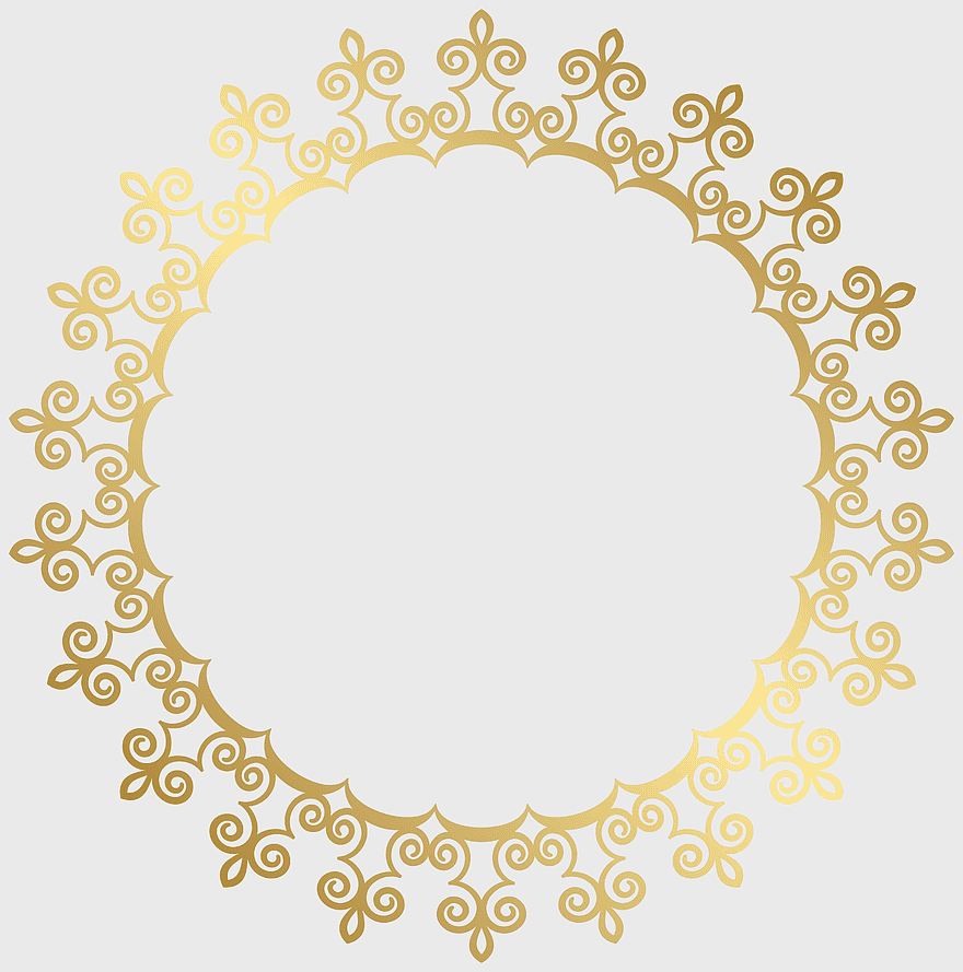 Round Gold Border Frame, decorative gold circle frame, ornate yellow frame design, symmetrical gold border, elegant circular frame, intricate gold pattern, vintage gold frame illustration Round Gold Border Frame, decorative gold circle frame, ornate yellow frame design, symmetrical gold border, elegant circular frame, intricate gold pattern, vintage gold frame illustration