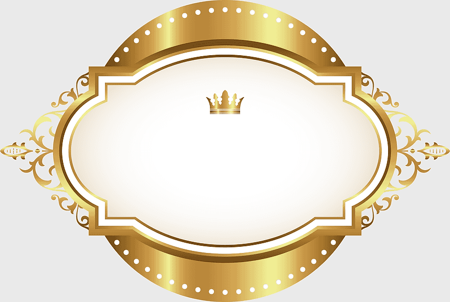 luxury gold frame, golden crown design, decorative border pattern, elegant royal emblem, vintage ornate frame, regal crest illustration, premium metallic ornament