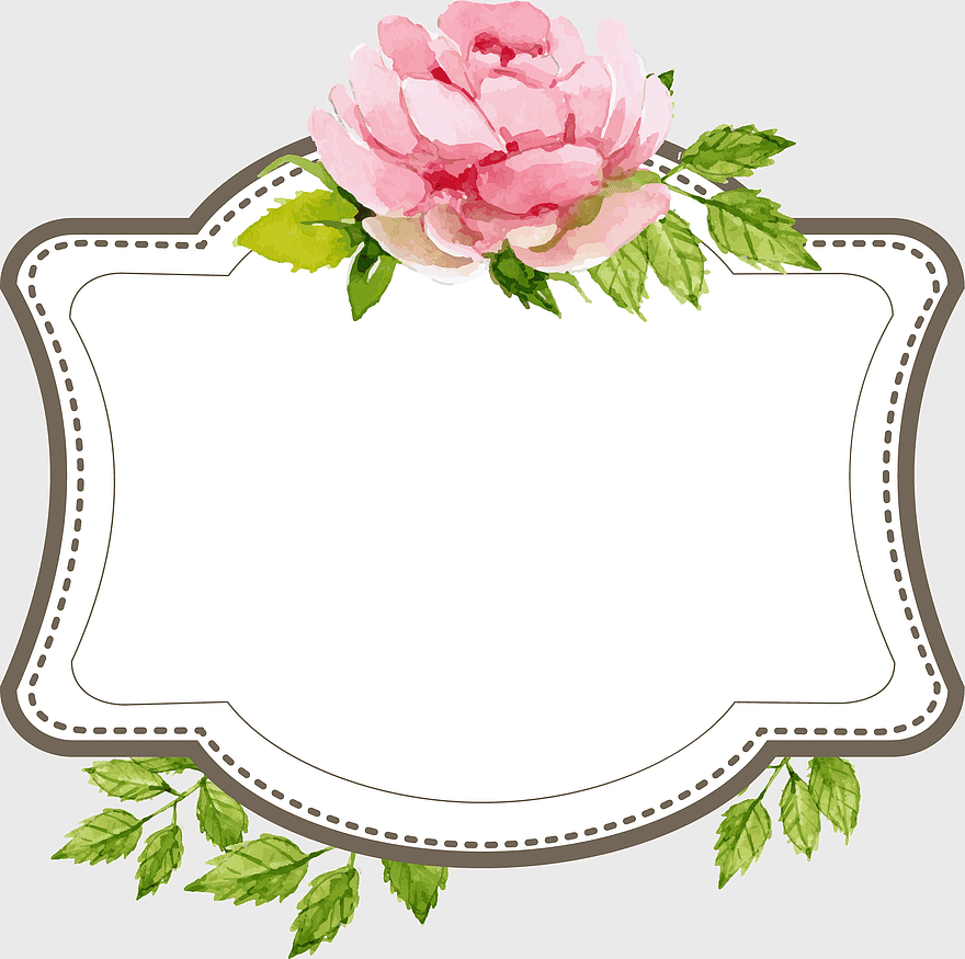 Wedding text label border, handpainted flowers, floral design, vintage border frame, romantic wedding invitation, elegant floral accents, decorative rose illustration
