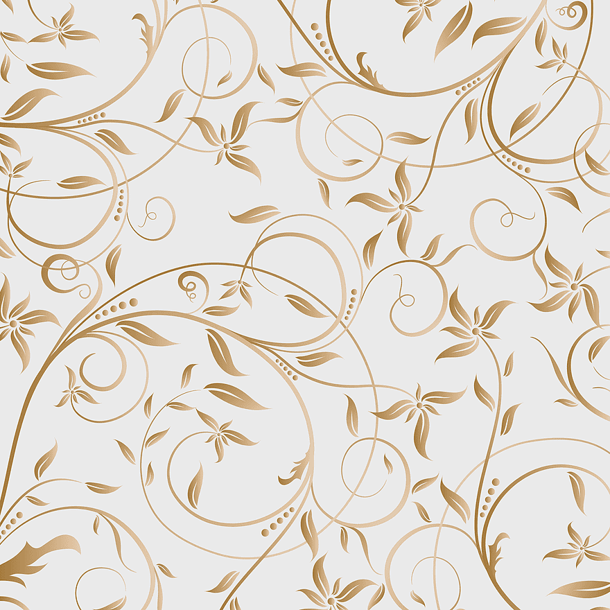 brown scrolled decor illustration, floating gold elegant pattern, gold frame texture, classic petal design, ornate floral motif, vintage scrollwork art, elegant golden embellishment