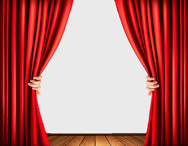 high-grade theater drapes, red curtain stage, interior design curtain decor, show opening soon, performance backdrop setting, theater ambiance lighting, cinematic presentation background