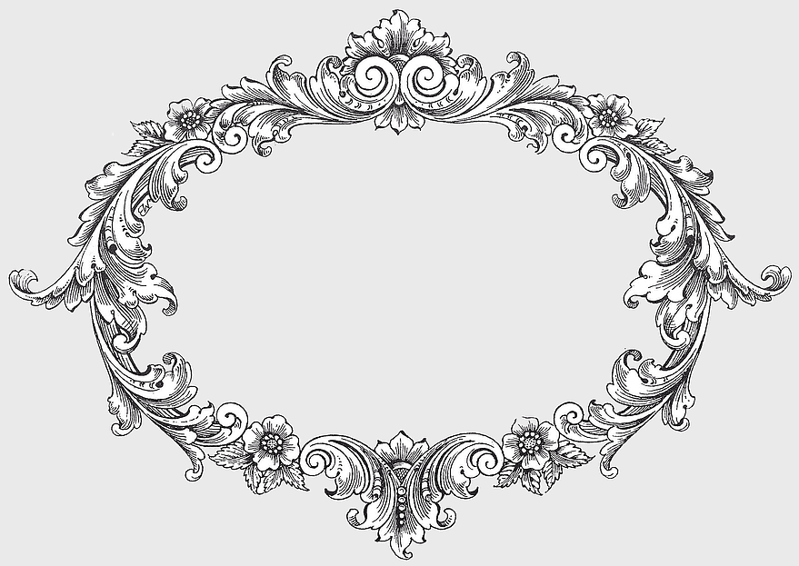 vintage floral frame, black and white border design, monochrome oval frame, decorative arts pattern, antique frame illustration, elegant wreath border, classic ornament frame