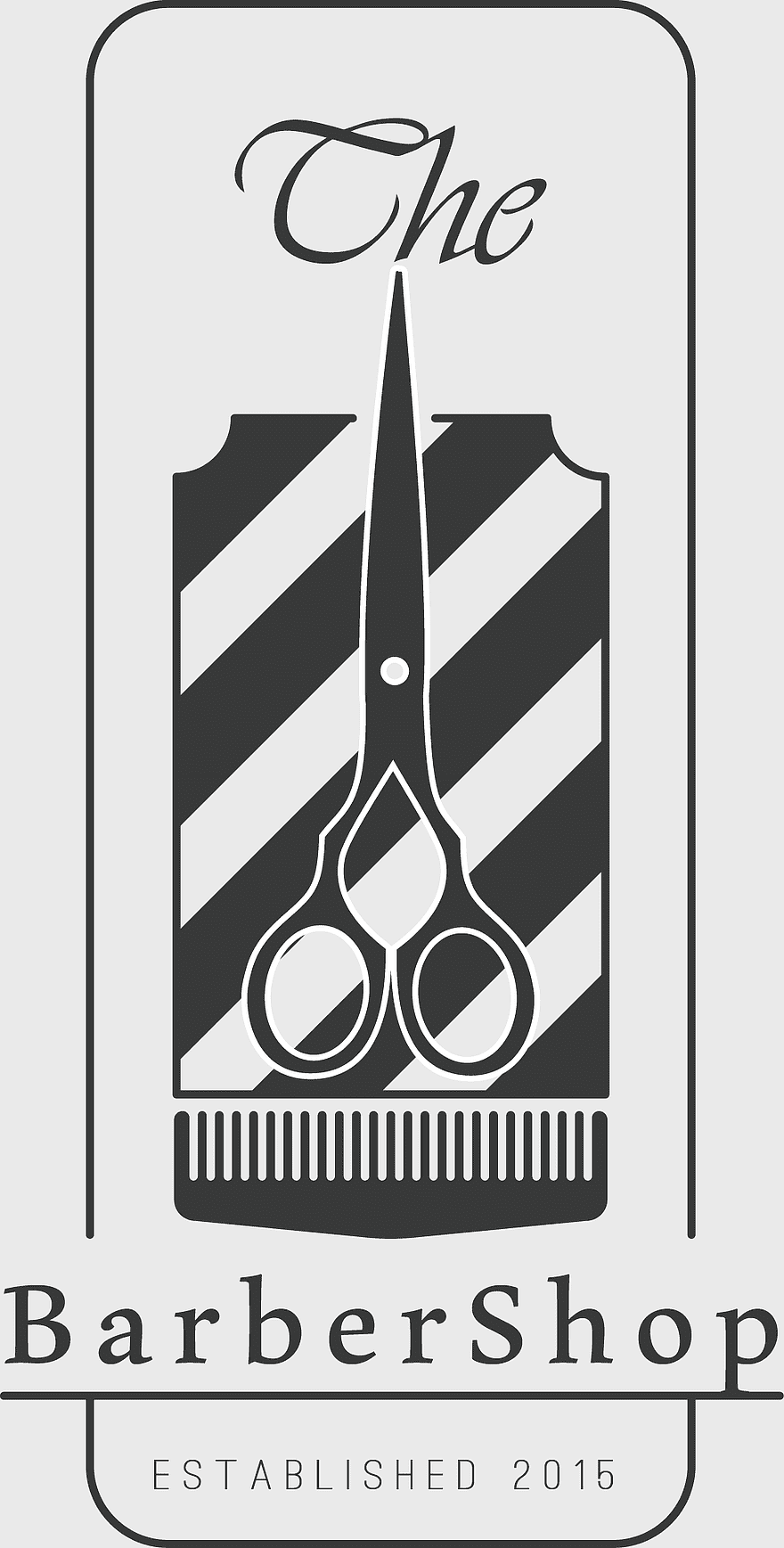 Barbershop logo design, striped barber pole sign, scissors hairstyle symbol, monochrome barber emblem, vintage hair stylist icon, classic barber shop branding, barber pole pattern concept