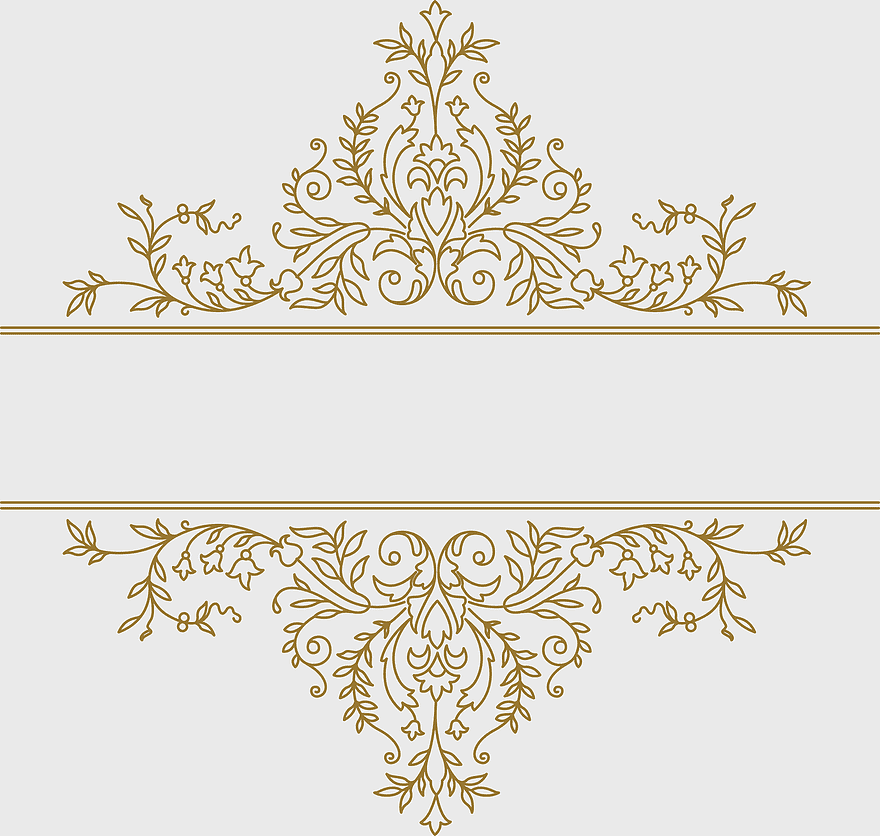 European floral pattern design, ornate dividing line, vintage baroque style, gold-colored tracery, classic decorative frame, antique elegance illustration, seamless luxury ornament European floral pattern design, ornate dividing line, vintage baroque style, gold-colored tracery, classic decorative frame, antique elegance illustration, seamless luxury ornament